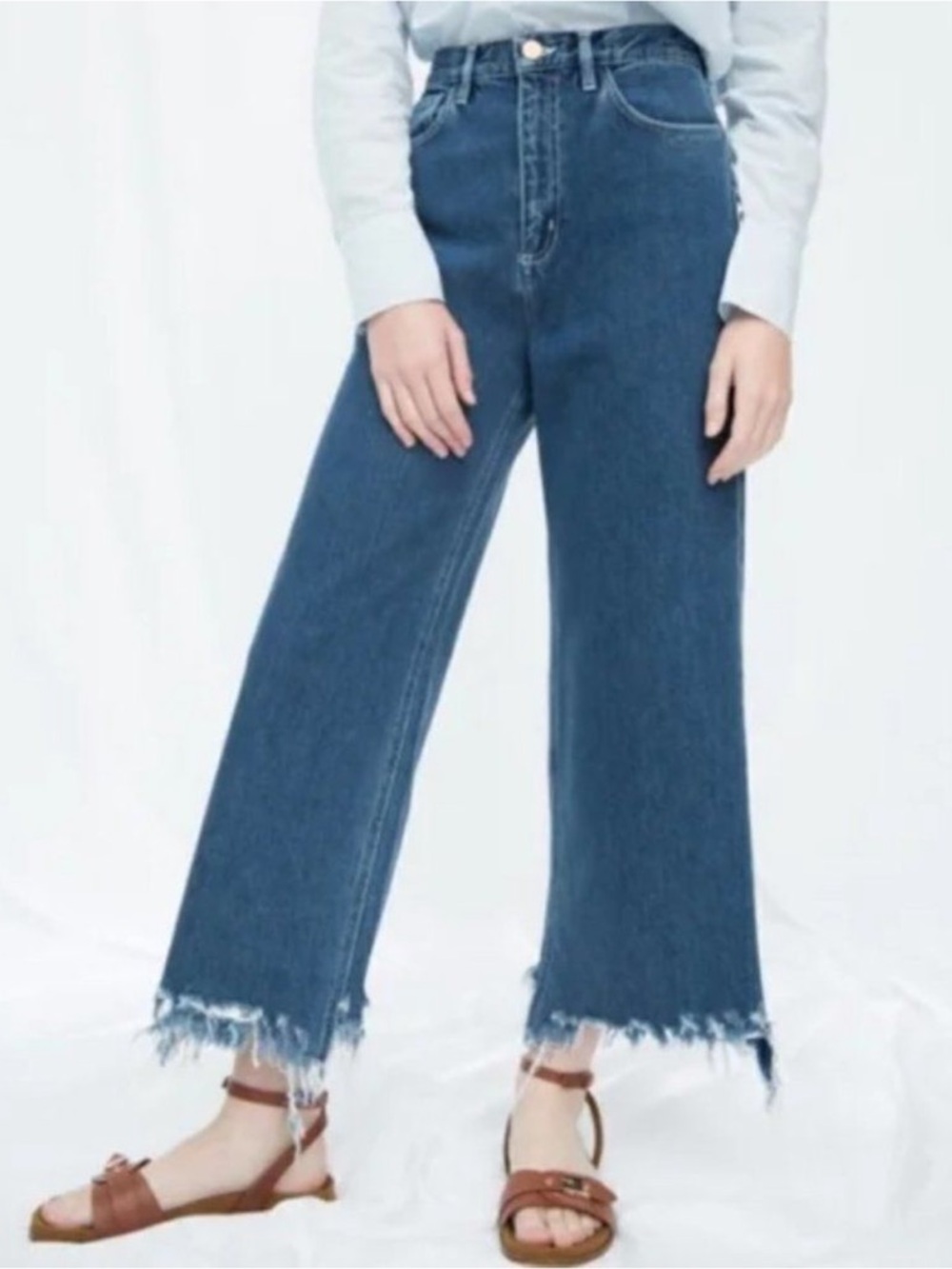 NWT M.I.H Caron Wide Leg Crop Chewed Hem Jeans 30